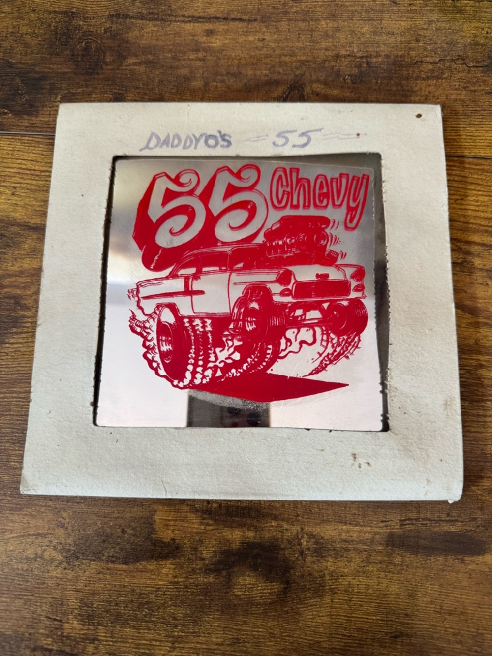Vintage '55 Chevy Red Glass Accent Mirror - Unbranded‎